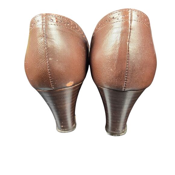 Brighton Trent Bronze Leather Wingtip Low Heel Mary Jane Pump 7.5 M. Excellent - Picture 6 of 10